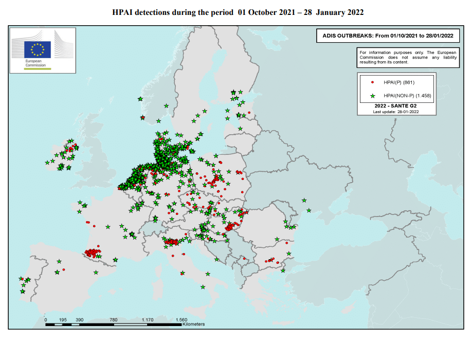 Mapa del estado de la grupe aviar europa Mapa del estado de la grupe aviar europa